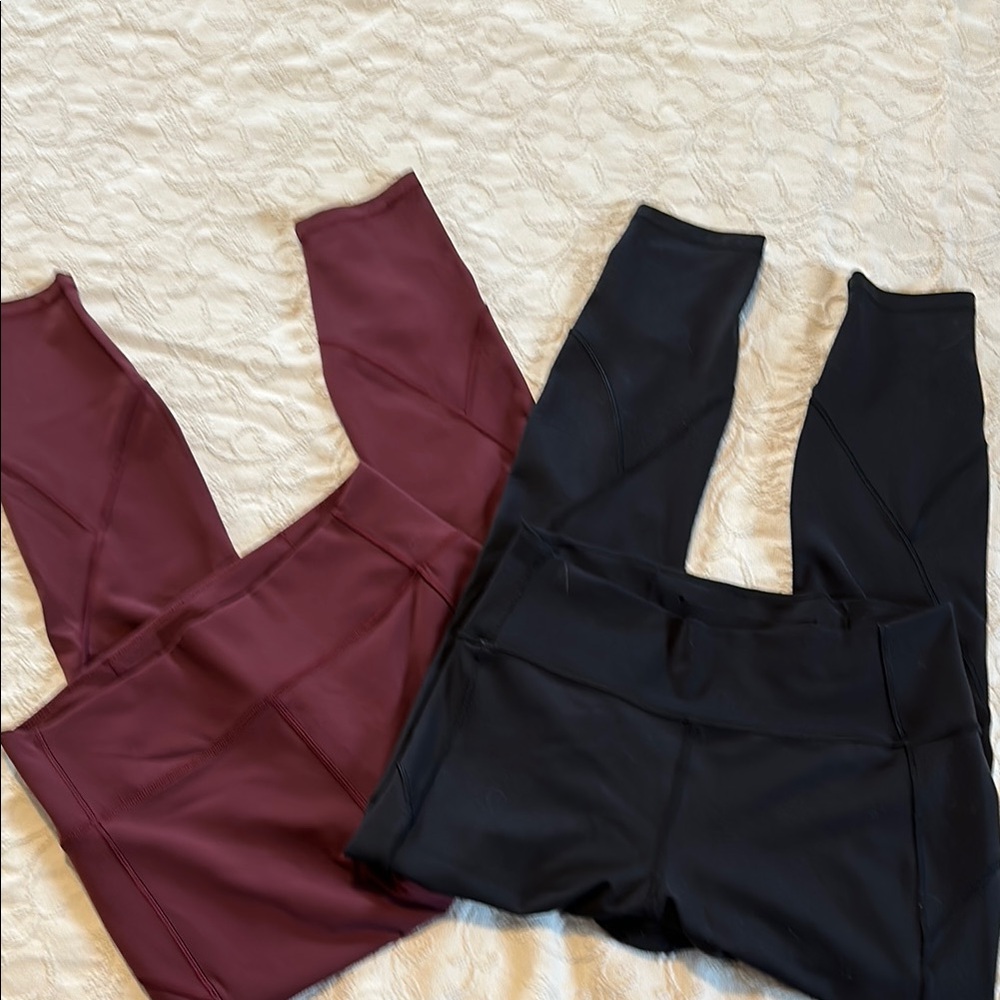 Lululemon In Movement 7/8 Tights, Lot of 2, Black and Burgundy